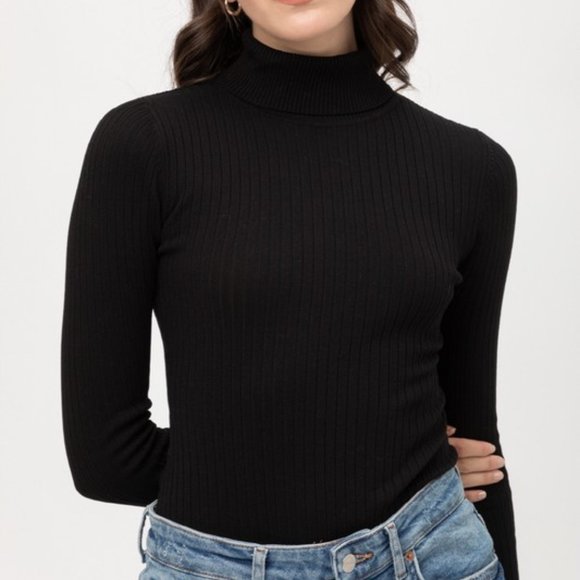 Tops - *1 LEFT*  Long Sleeve Body Suit with Turtleneck,  Black